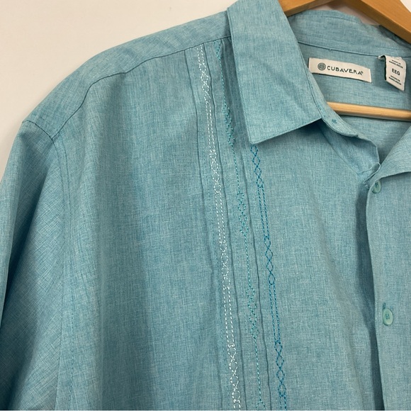 Cubavera Geo Embroidered Panel Short Sleeve Shirt Size XXL - Picture 4 of 9